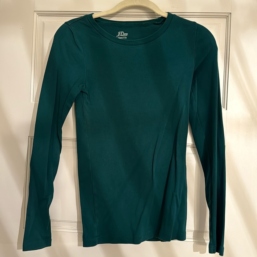 J. Crew long sleeve green tee, sz. small
